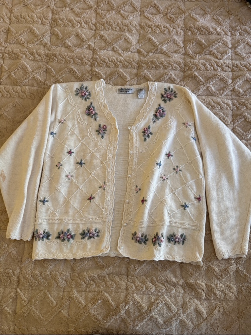 Carolyn Taylor Size Large Floral Decorative Cardigan
